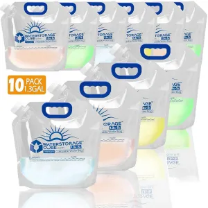 10 Pack 1.3 Gal WaterStorageCube BPA Free Collapsible Water Storage Container Bag