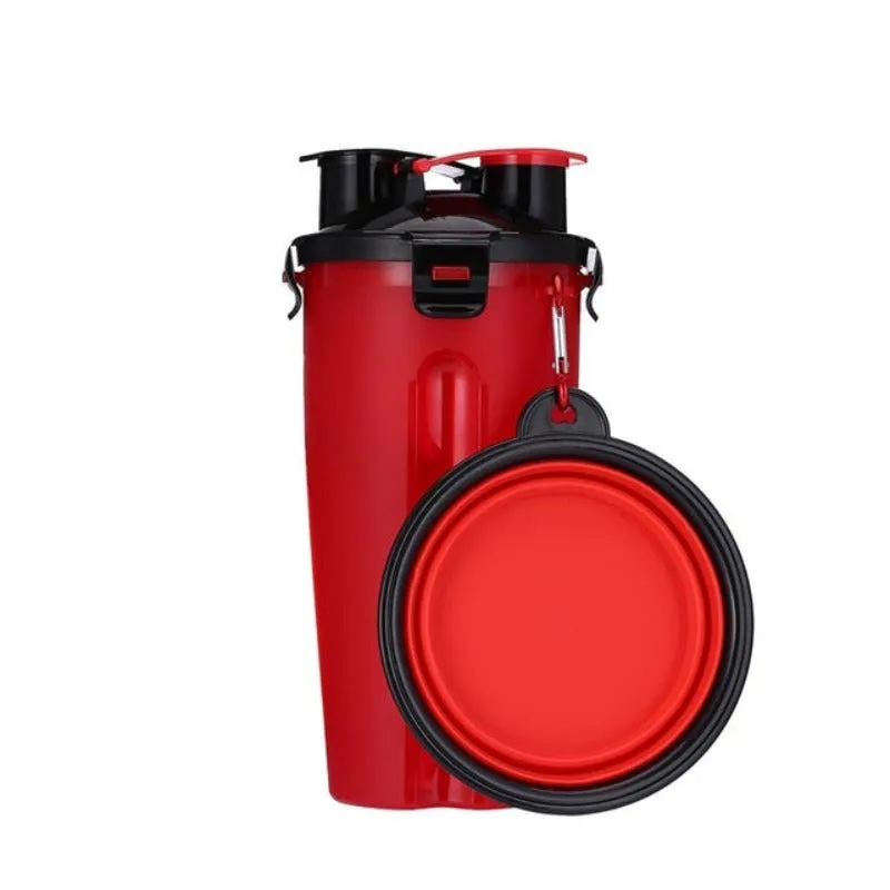 2 In 1 Dog Water Bottle And Food Bowl Pet Feeder