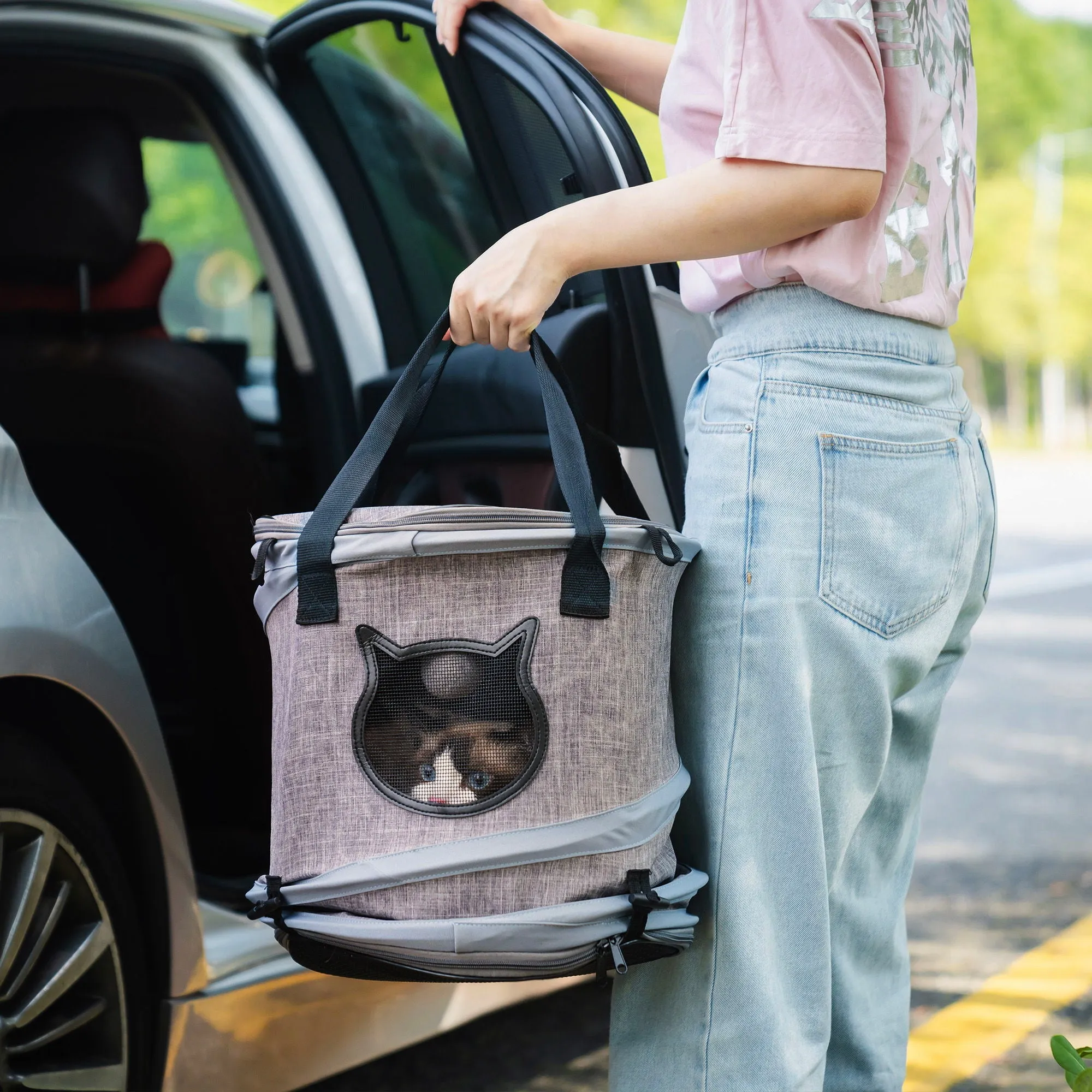 3 In 1 Cat Bed, Foldable Tunnel Pet Travel Carrier Bag Toy Cat Bed With Plush Balls For Indoor Cats Puppy