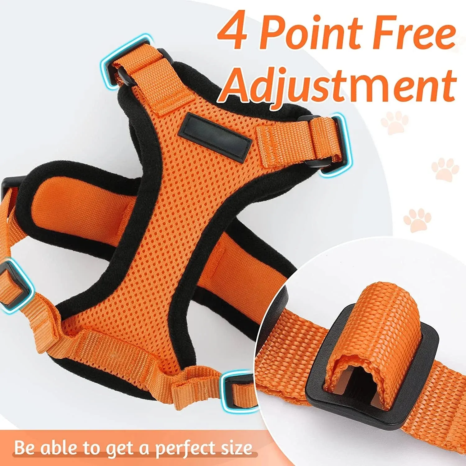 ATUBAN Adjustable Cat Harness and Leash – Escape Proof Soft Vest with Breathable Reflective Strips