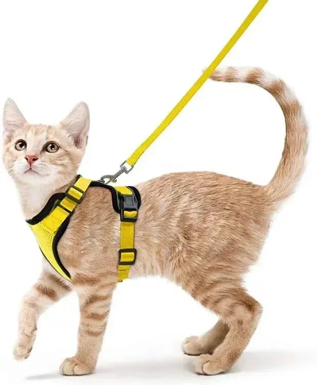 ATUBAN Adjustable Cat Harness and Leash – Escape Proof Soft Vest with Breathable Reflective Strips