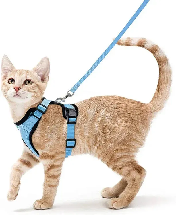 ATUBAN Cat Harness and Leash Set – Adjustable with Breathable Reflective Design Vest for Cats