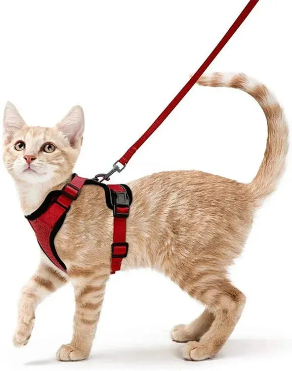 ATUBAN Cat Harness and Leash Set – Adjustable with Breathable Reflective Design Vest for Cats
