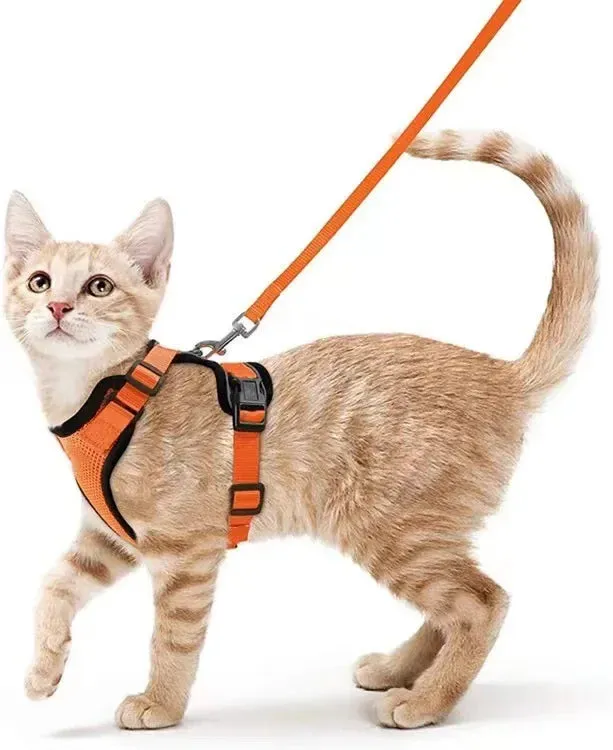 ATUBAN Cat Harness and Leash Set – Adjustable with Breathable Reflective Design Vest for Cats
