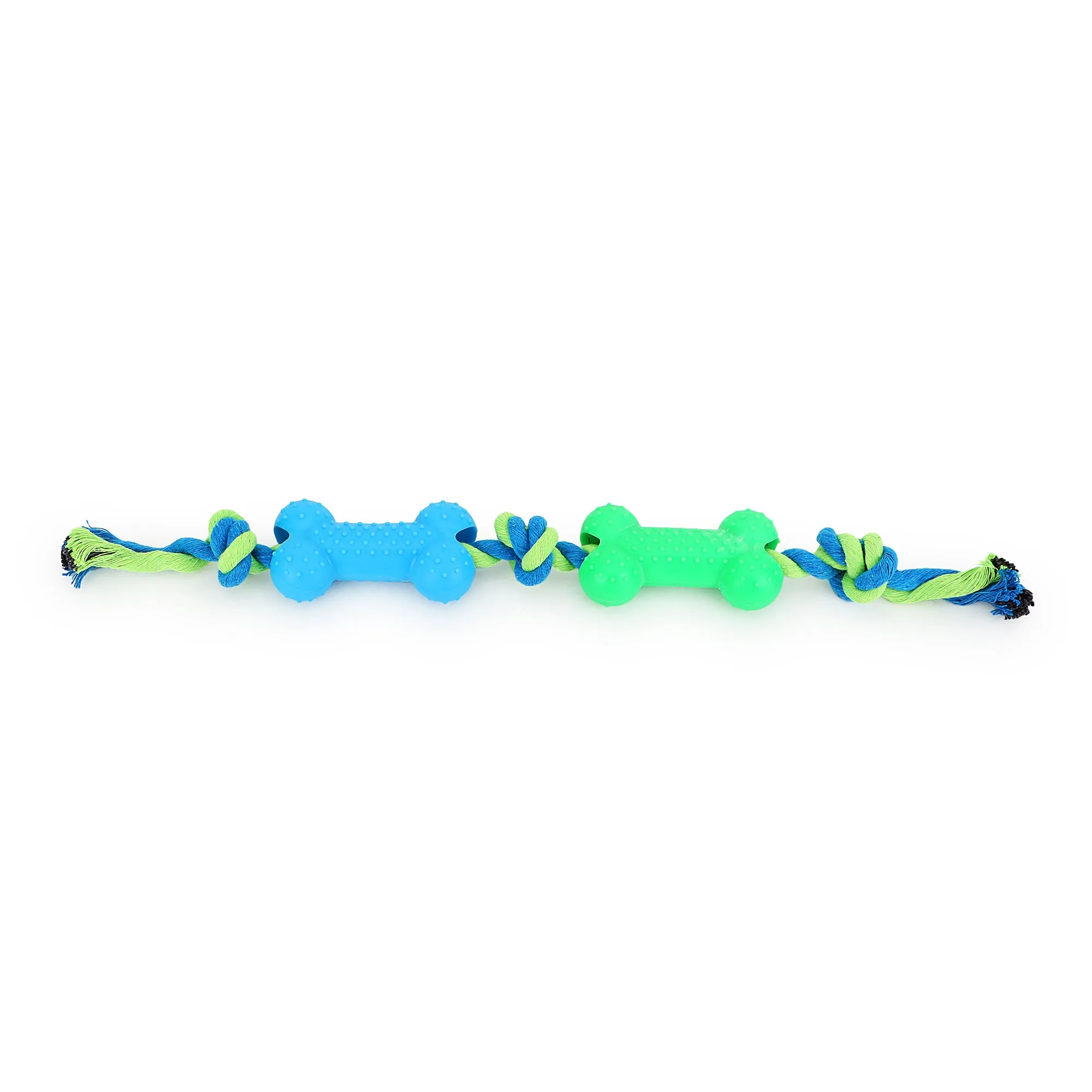 BASIL Double Bone on Rope Dog Chew Toy