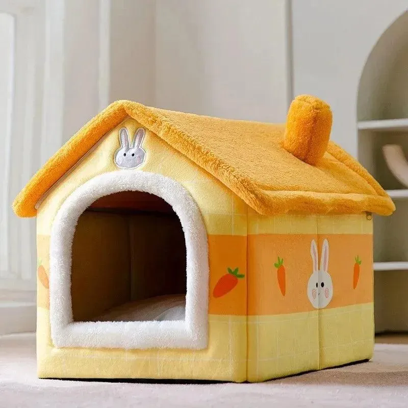 Dog House Foldable Outdoor Waterproof Pet House for Small Dogs Cats Kitten Puppy Cave Nest with Pets Pad Bed Tent Supplies