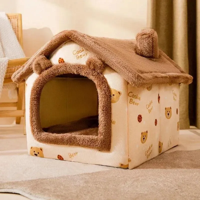 Dog House Foldable Outdoor Waterproof Pet House for Small Dogs Cats Kitten Puppy Cave Nest with Pets Pad Bed Tent Supplies