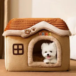 Dog House Foldable Outdoor Waterproof Pet House for Small Dogs Cats Kitten Puppy Cave Nest with Pets Pad Bed Tent Supplies