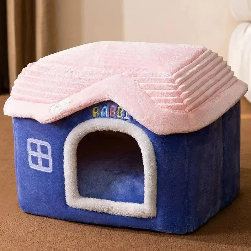 Dog House Foldable Outdoor Waterproof Pet House for Small Dogs Cats Kitten Puppy Cave Nest with Pets Pad Bed Tent Supplies