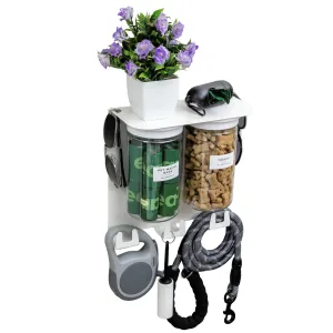 Dog Leash Holder for Wall, Dog Storage Organizer 9" Dog Shelf in Designer White