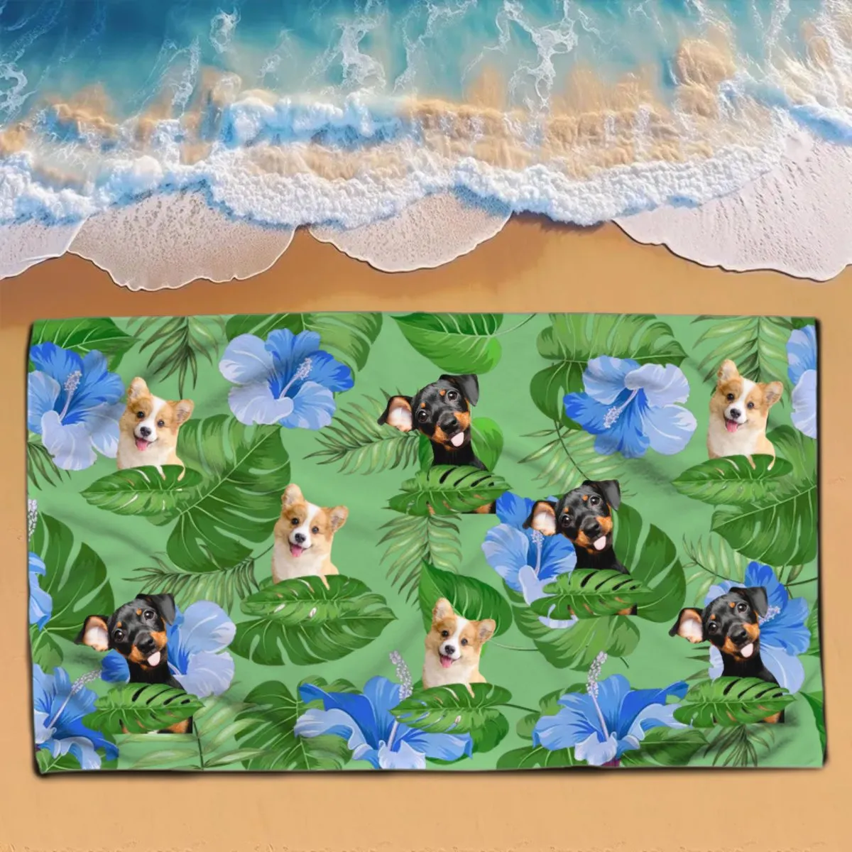 Dog Lovers - Upload Photo Dog - Personalized Beach Towel (HJ)