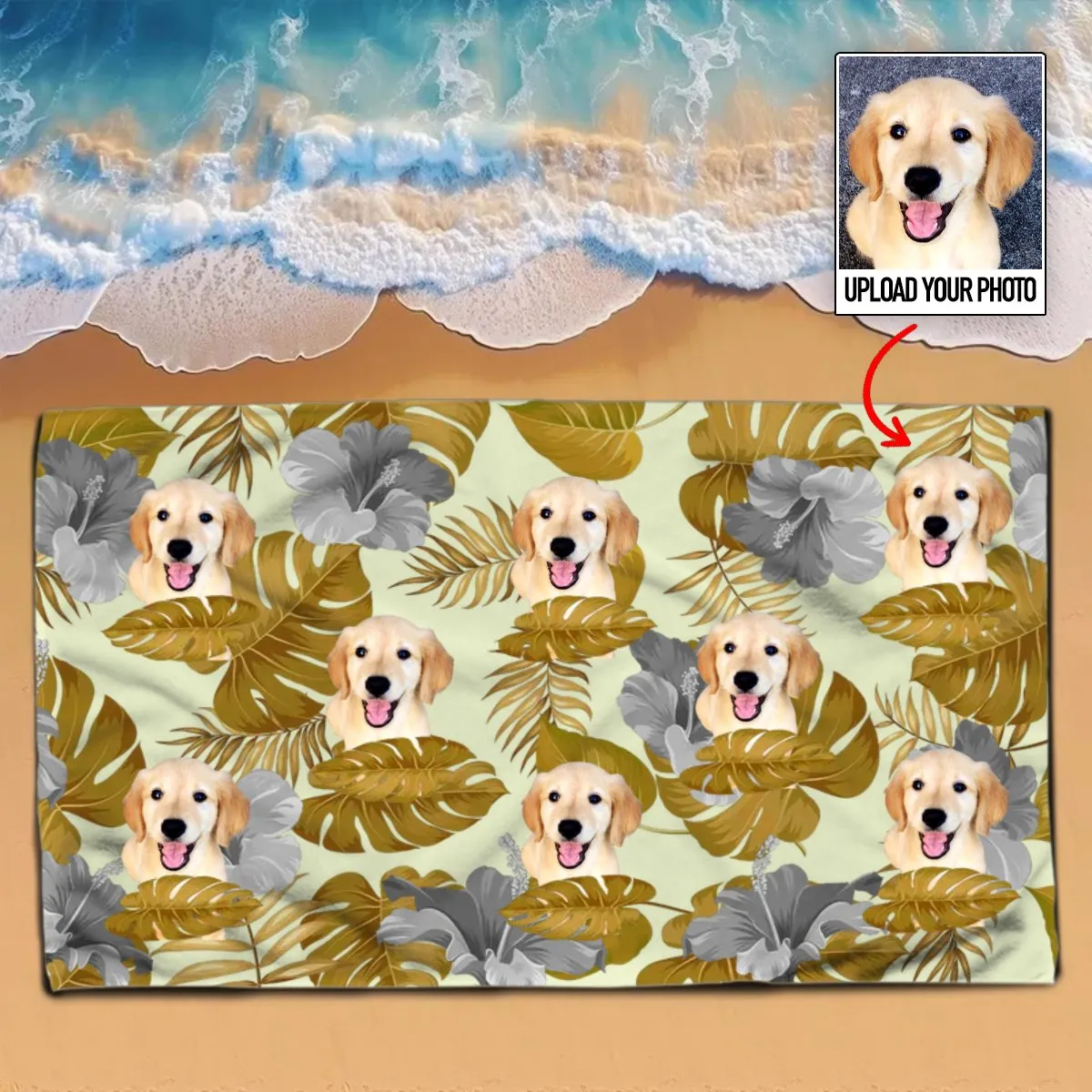 Dog Lovers - Upload Photo Dog - Personalized Beach Towel (HJ)