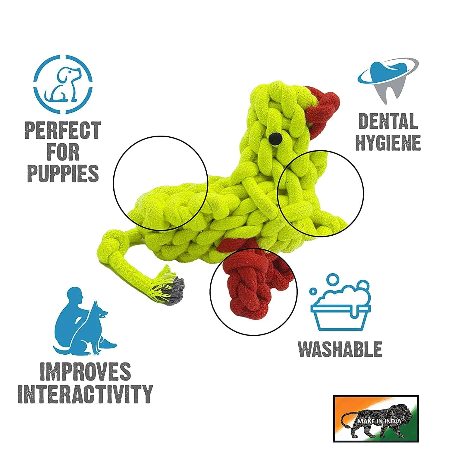 Dogitos Cotton Chicken Shaped Rope Toy for Dogs