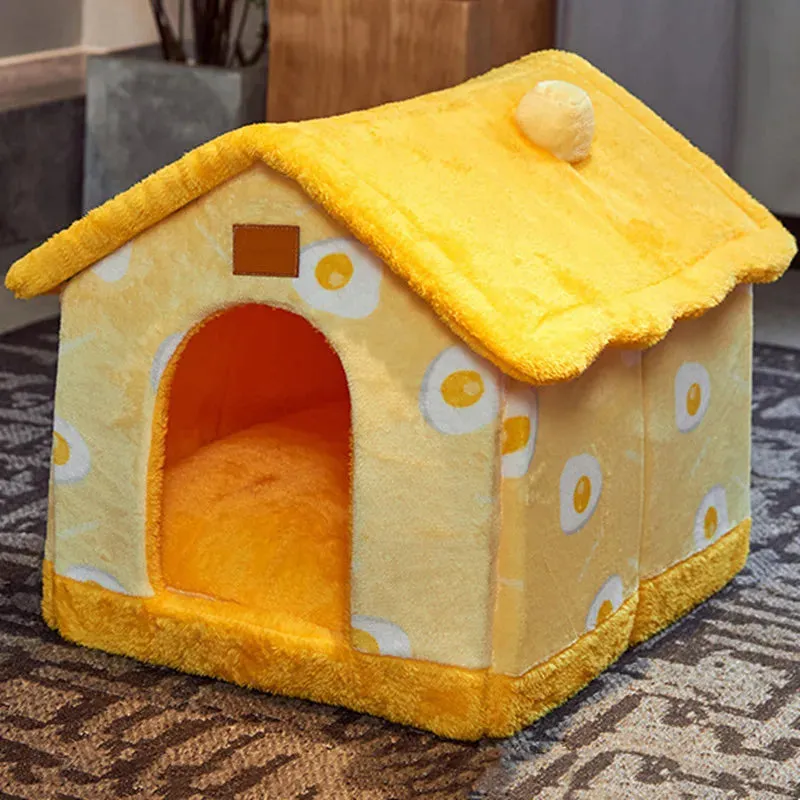 Foldable Dog Bed House for Dogs Cat Bed Winter Warm Villa Sleep Kennel Removable Nest Warm Enclosed Cave Sofa Pet Dog Supplies