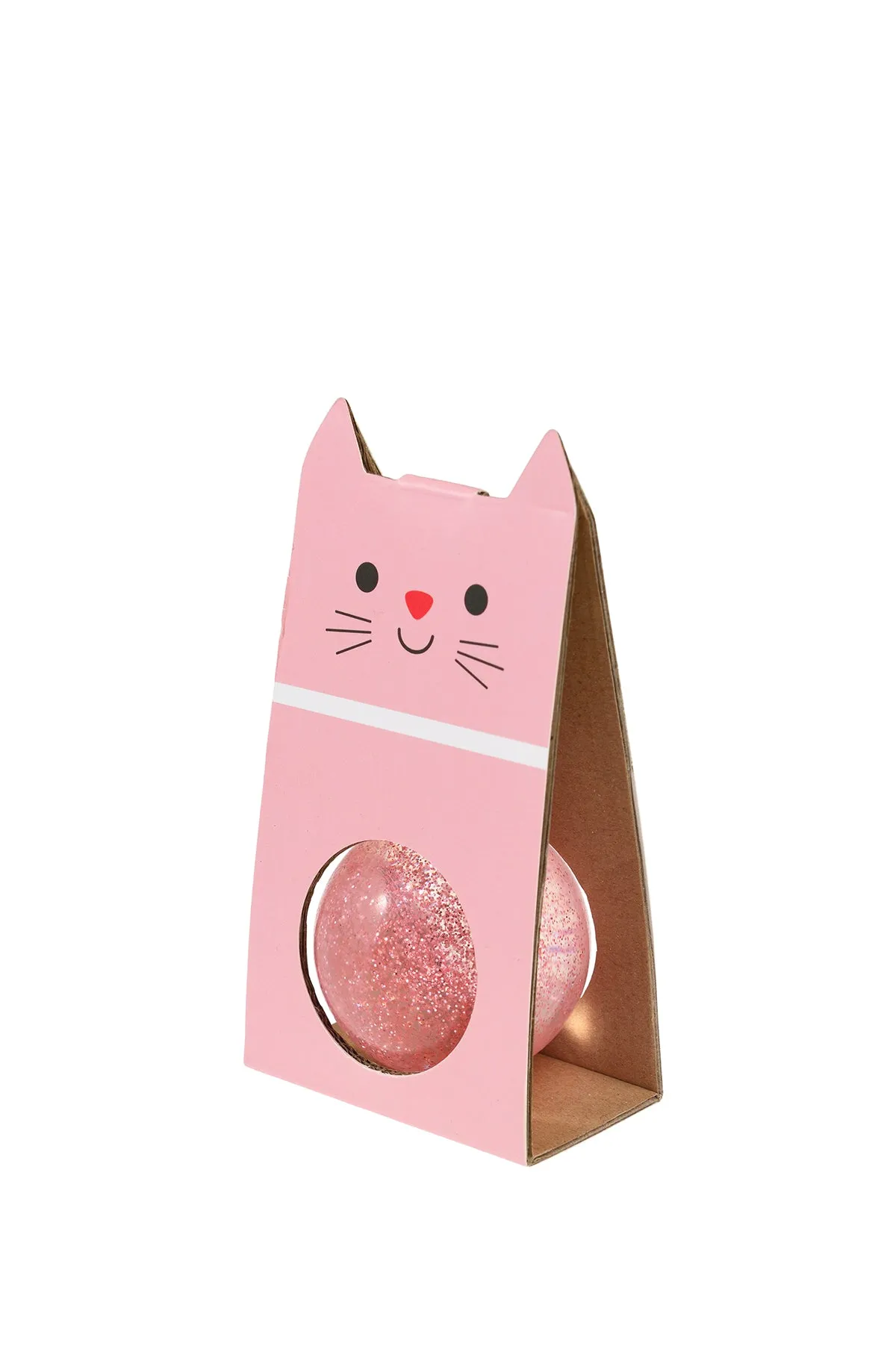 Glitter Bouncy Ball Pink Cat