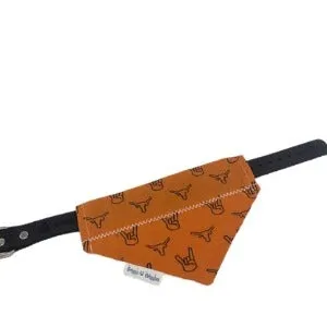 Handmade Reversible Hoook'Em Longhorns Dog Bandana for Austin, TX Fans