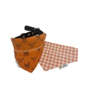 Handmade Reversible Hoook'Em Longhorns Dog Bandana for Austin, TX Fans