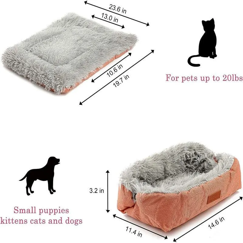 Long Plush Cat Bed Warm Kitten Lounger Cushion Mat