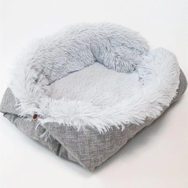 Long Plush Cat Bed Warm Kitten Lounger Cushion Mat