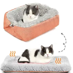 Long Plush Cat Bed Warm Kitten Lounger Cushion Mat