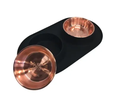 Messy Mutts Special Edition Silicone Double Feeder in Copper/Black