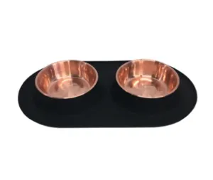 Messy Mutts Special Edition Silicone Double Feeder in Copper/Black