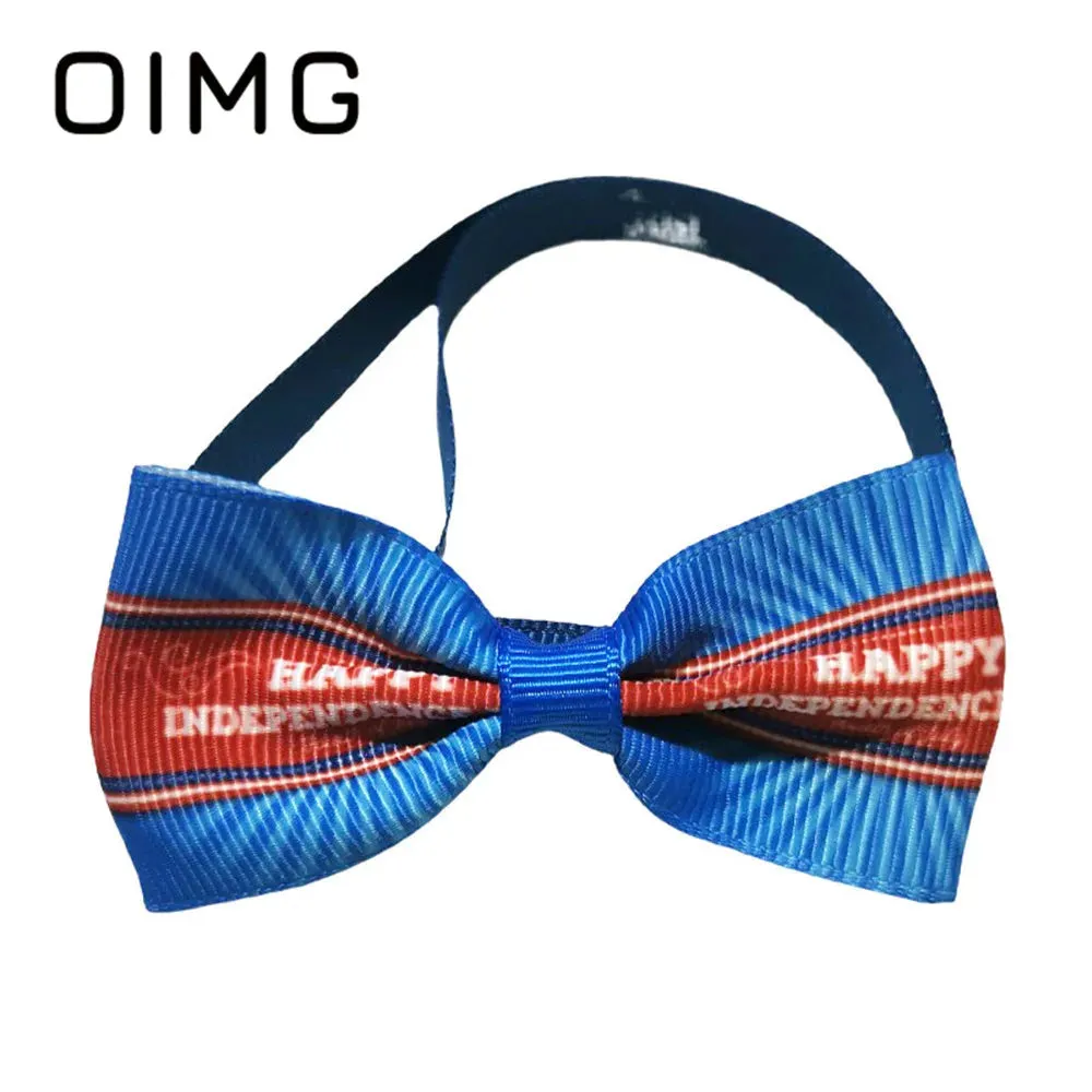 OIMG New Independence Day Pet Bow Tie Golden Retriever Terrier Pomeranian Gentleman Cat Dog Collar Accessories Dress Up Supplies