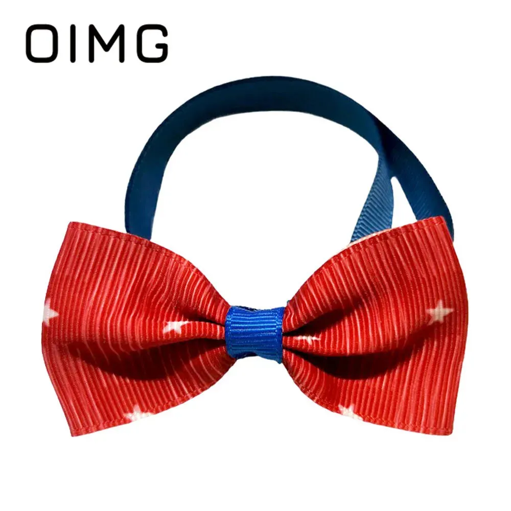 OIMG New Independence Day Pet Bow Tie Golden Retriever Terrier Pomeranian Gentleman Cat Dog Collar Accessories Dress Up Supplies