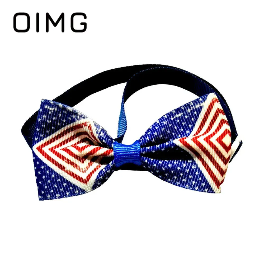 OIMG New Independence Day Pet Bow Tie Golden Retriever Terrier Pomeranian Gentleman Cat Dog Collar Accessories Dress Up Supplies