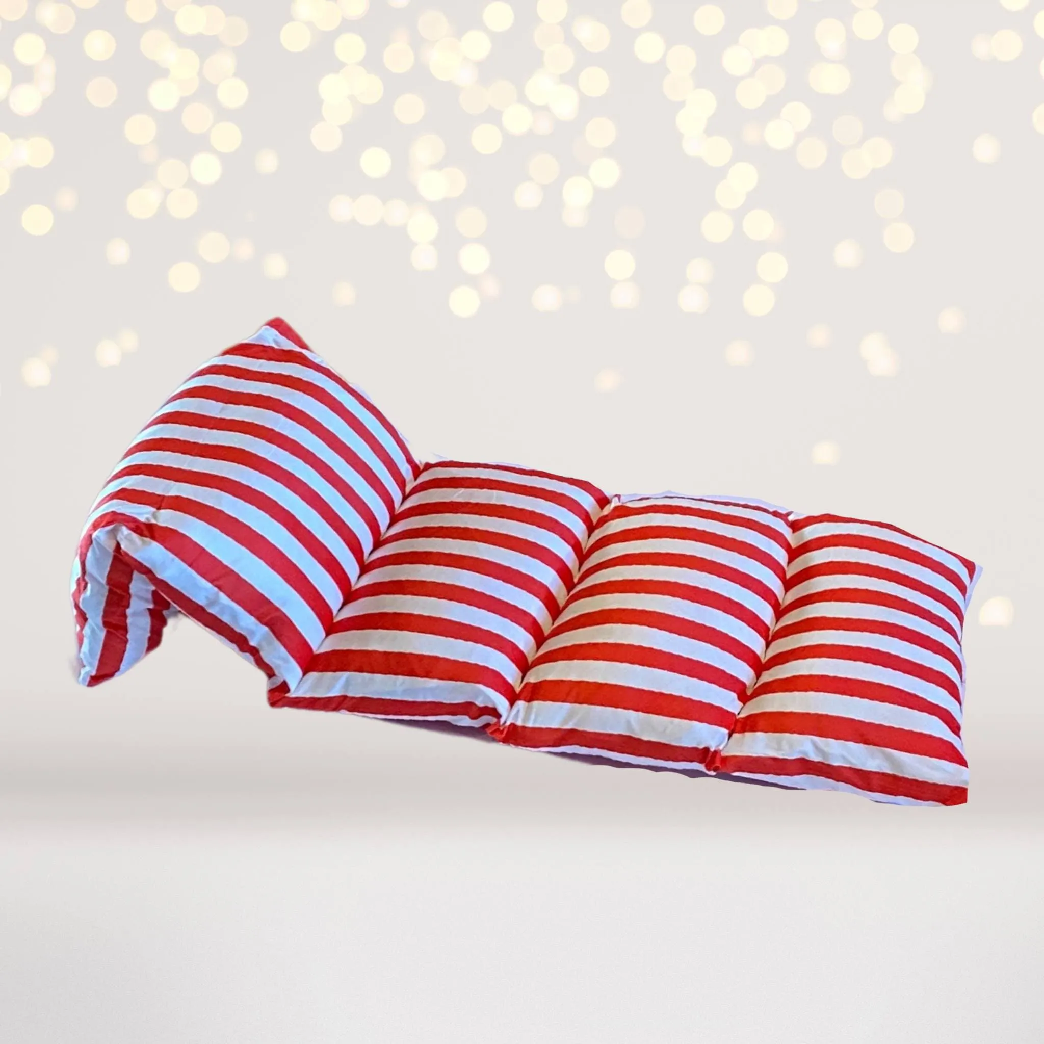 Red and White Stripe Pillow Bed, Floor Lounger, Sleepover Bed
