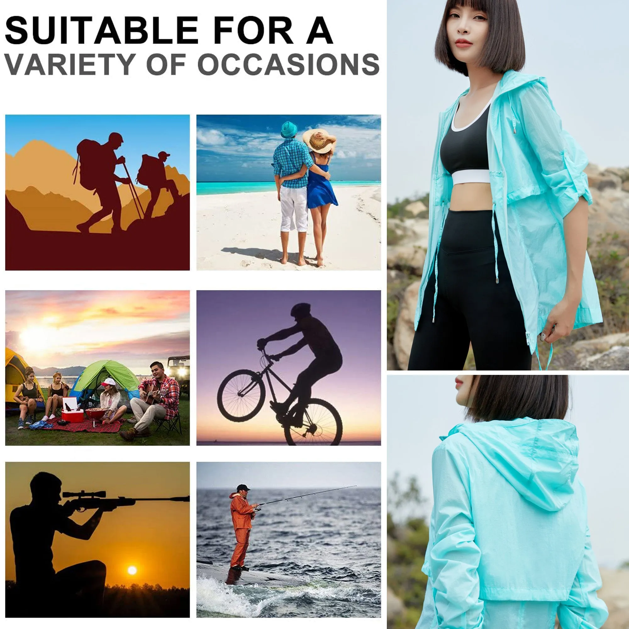 Sidiou Group Anniou UPF40  Sunproof Windbreaker Hoodie Jacket Quick Dry Breathable Waterproof Coat For Cycling Sun Protection Jackets