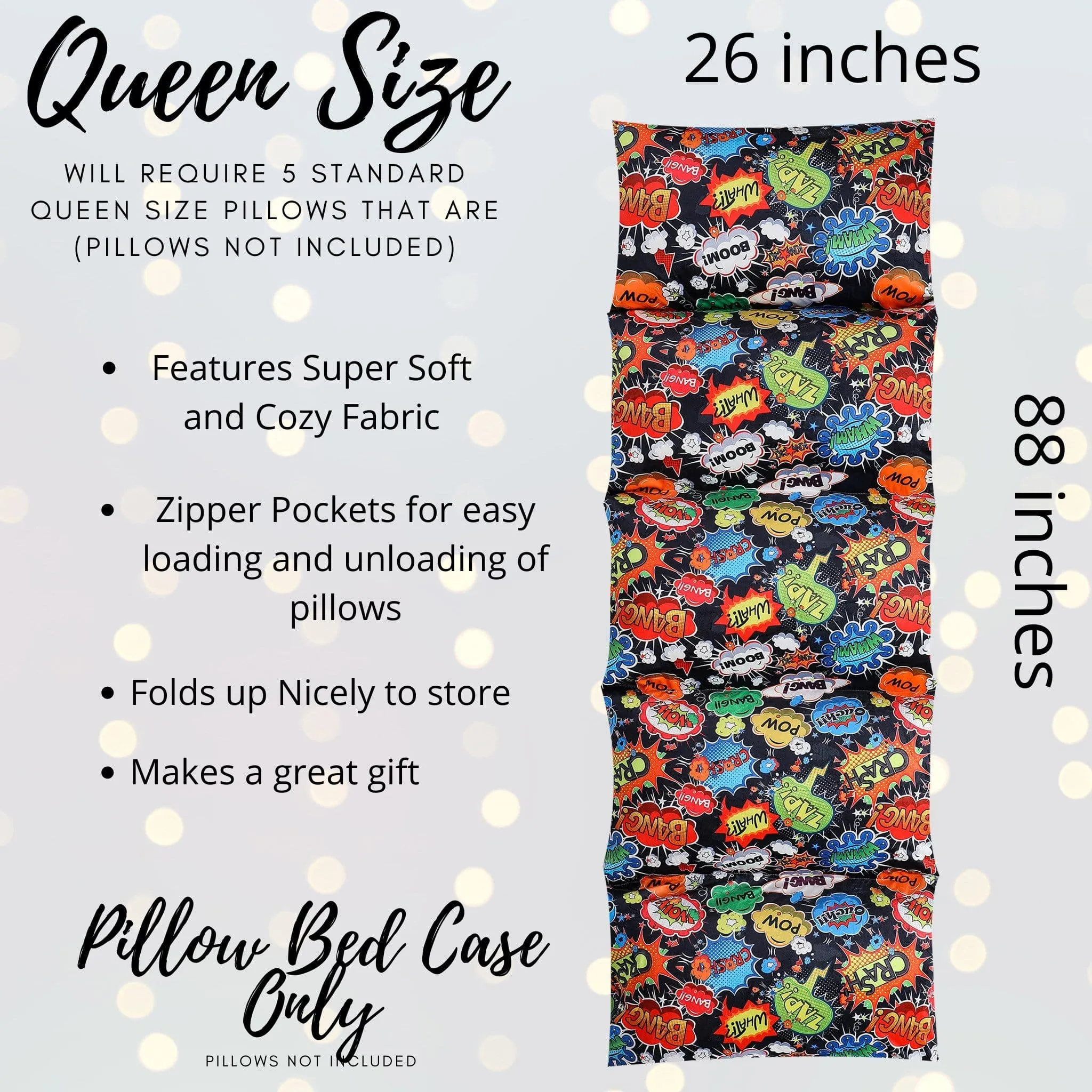 Super Hero Pow Pillow Bed Case, Floor Lounger Holiday Gift for Supers