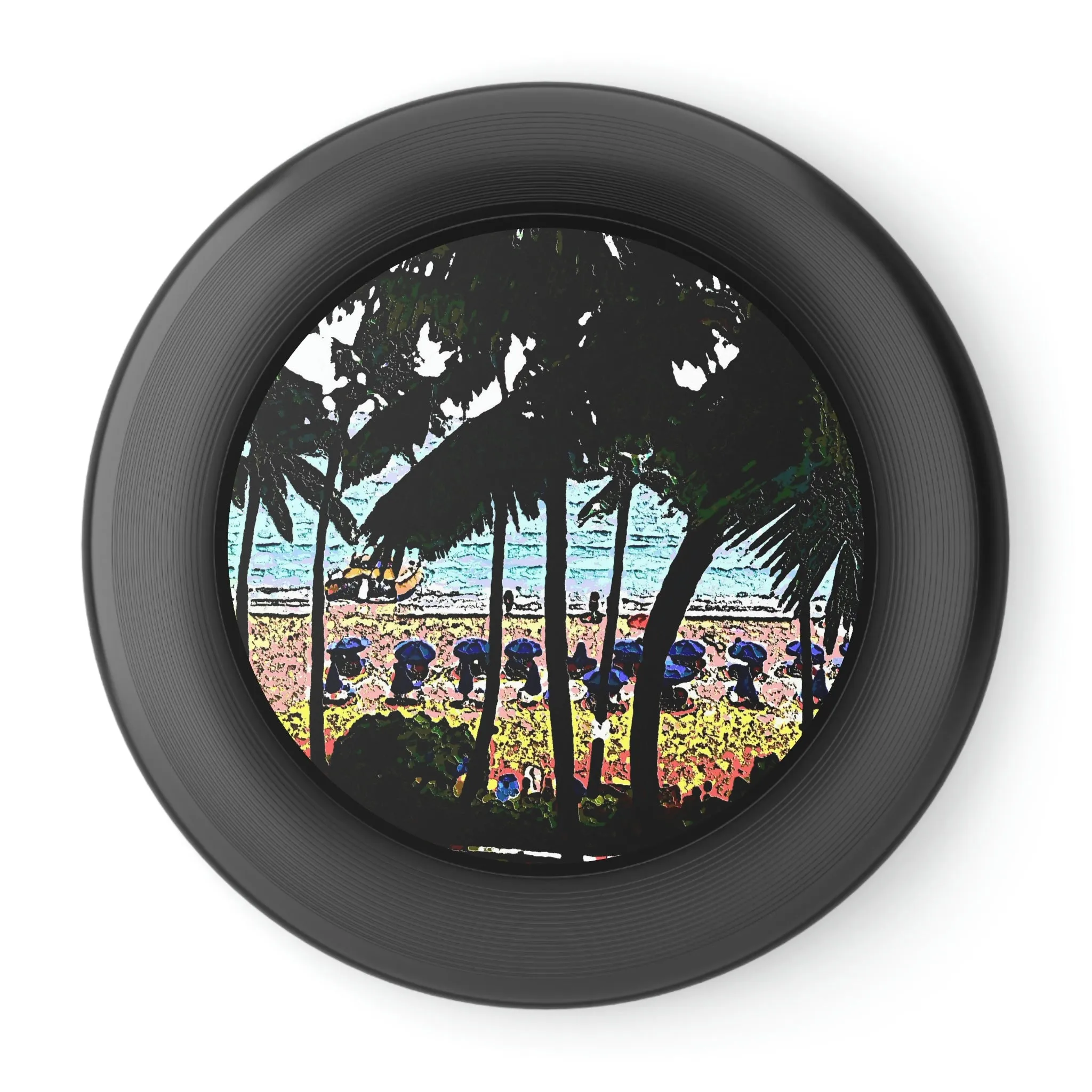 Wham-O Frisbee ...  "A Beautiful Beach Amongst The Palms" ... The Outrigger Waikiki, Honolulu, Oahu ... Original Works ...