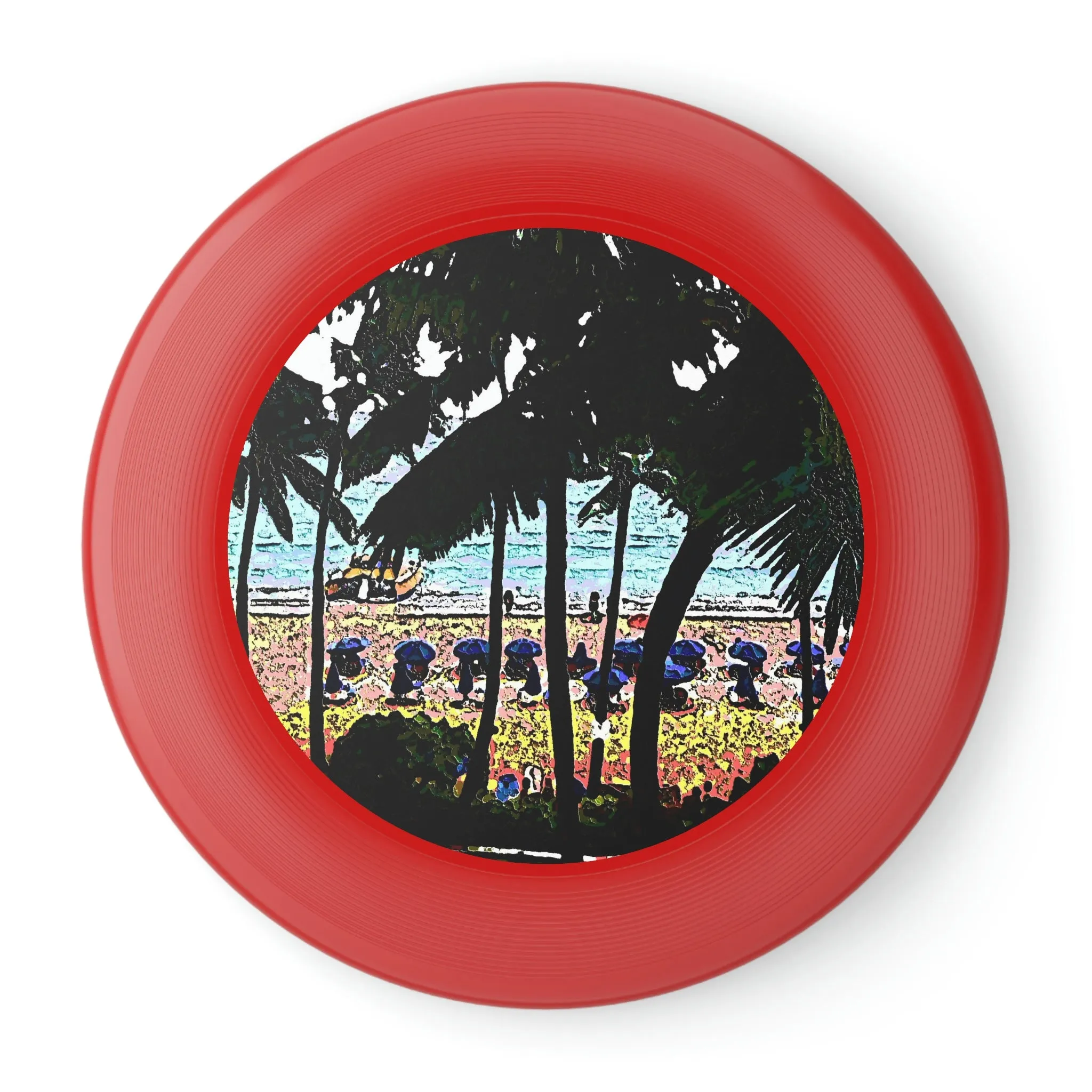 Wham-O Frisbee ...  "A Beautiful Beach Amongst The Palms" ... The Outrigger Waikiki, Honolulu, Oahu ... Original Works ...