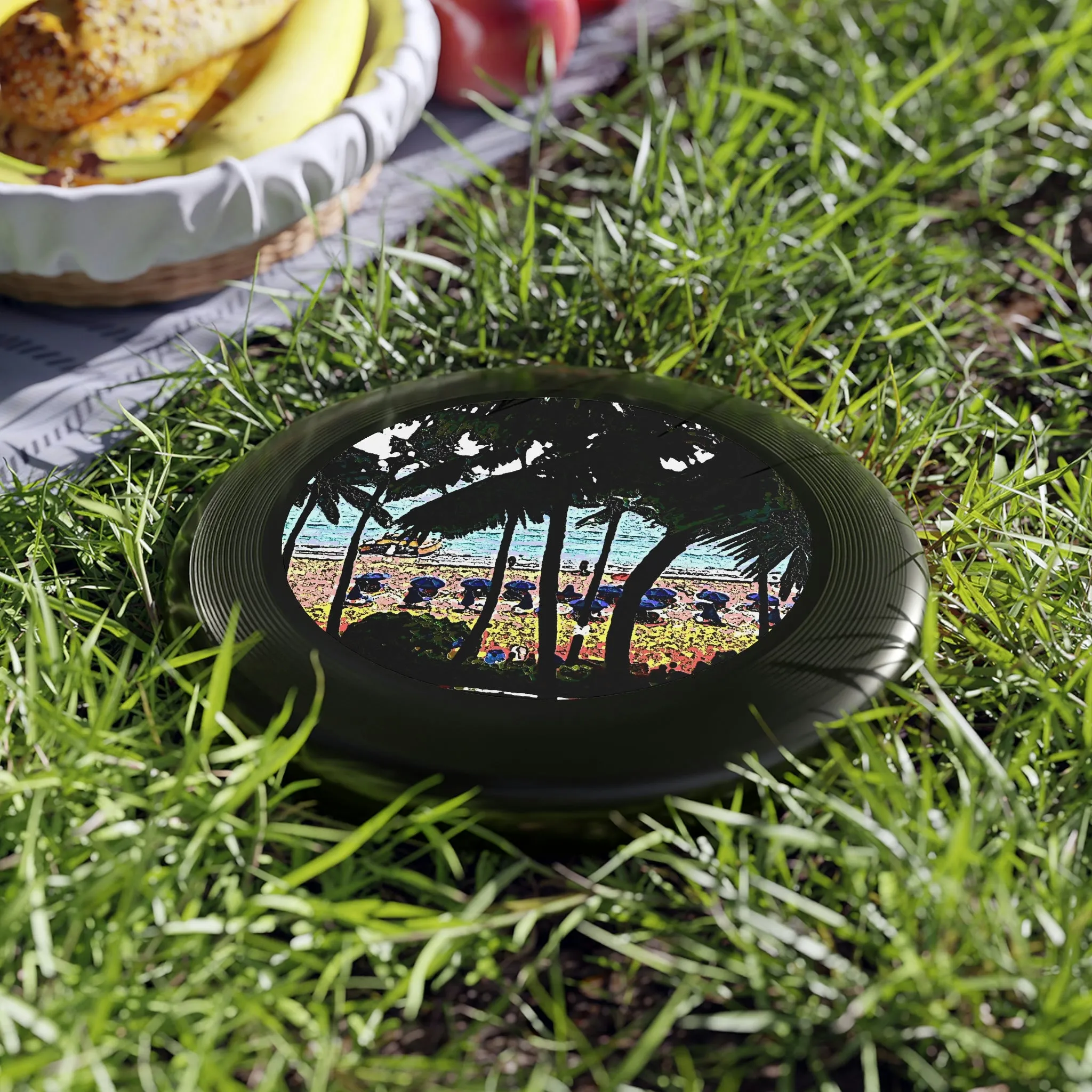 Wham-O Frisbee ...  "A Beautiful Beach Amongst The Palms" ... The Outrigger Waikiki, Honolulu, Oahu ... Original Works ...