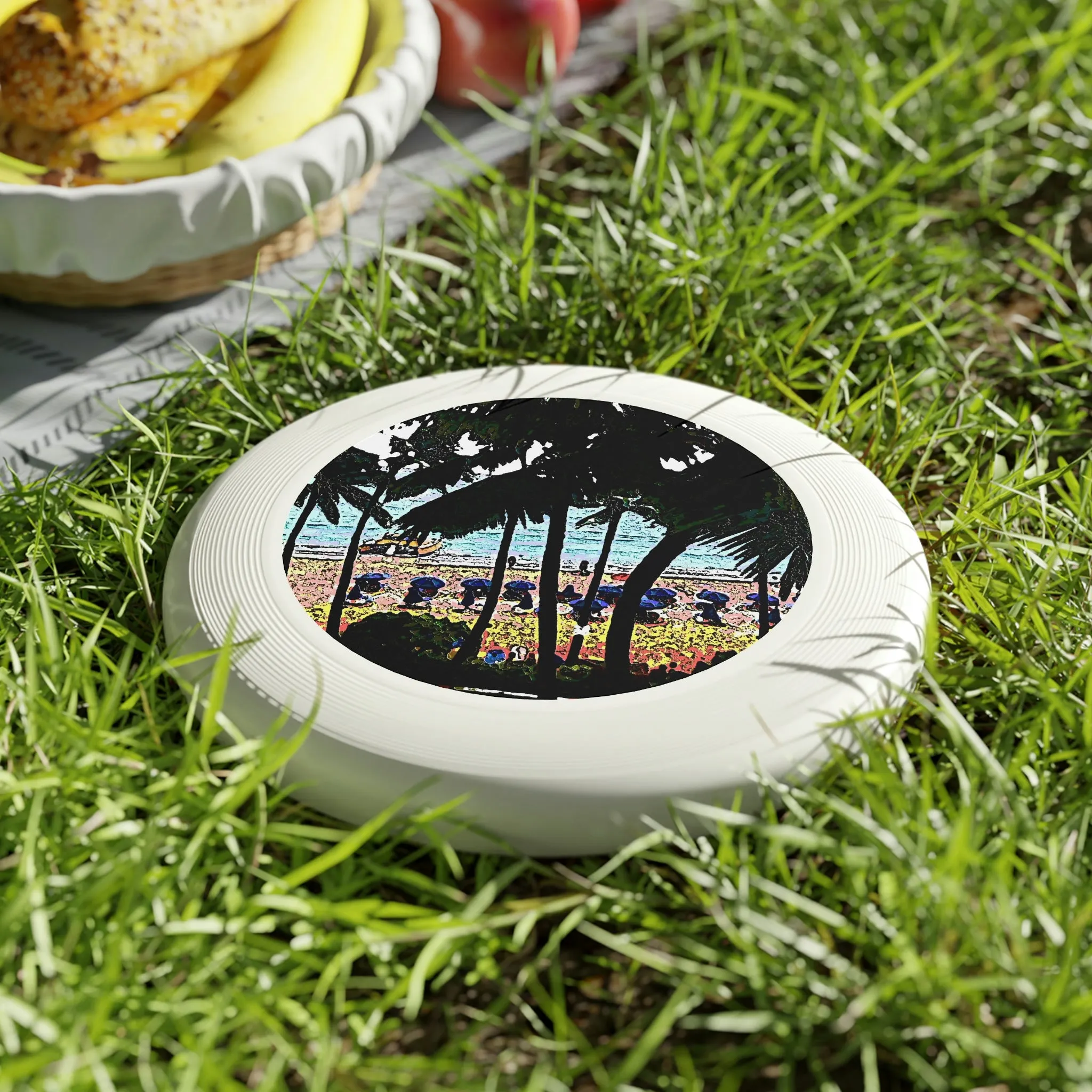 Wham-O Frisbee ...  "A Beautiful Beach Amongst The Palms" ... The Outrigger Waikiki, Honolulu, Oahu ... Original Works ...